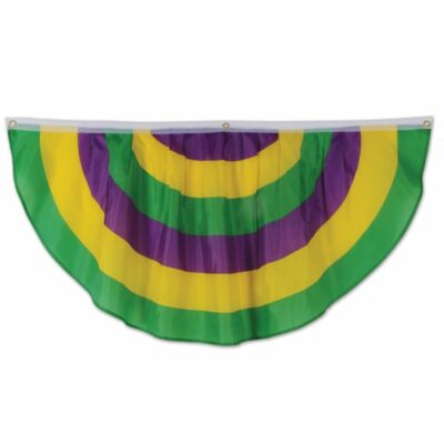 Mardi Gras Fabric 4-foot Bunting w/Grommets 48'' Mardi Gras Decorations Supplies