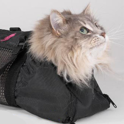 1pc Black Pet Cat Cleaning Escape Bag, Bathing Nail Clipping Grooming Tool