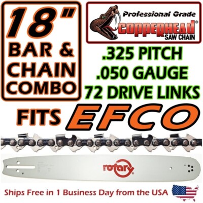 COPPERHEAD 18'' BAR & CHAIN KIT FITS EFCO 147, 152, 156, 165 SAWS .325 .050 72 DL