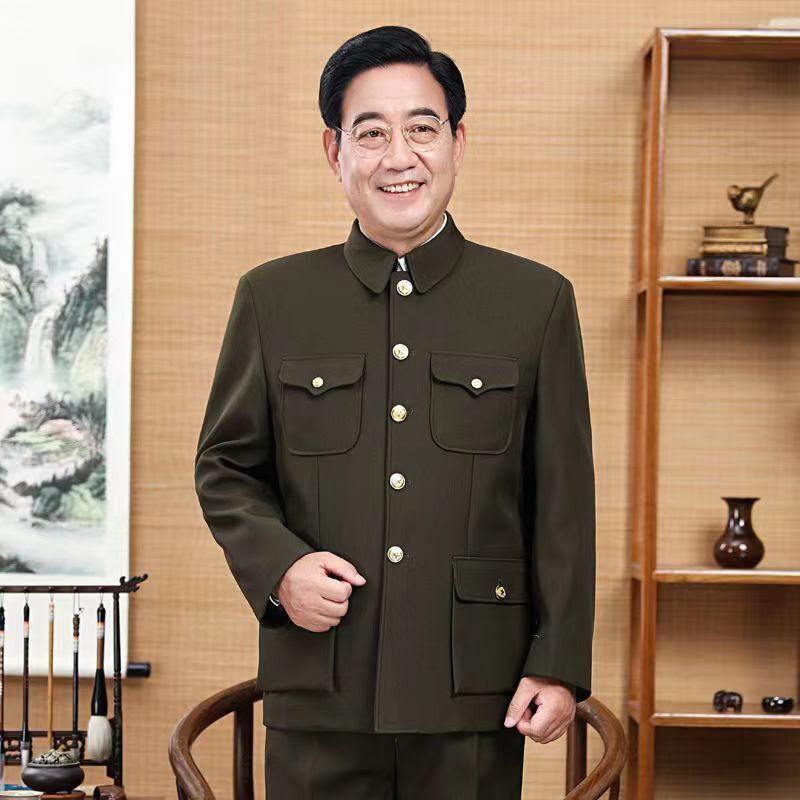 Men's Chinese Tunic Suit Coat Trousers Traditional Mao Zhongshan Blazers Jackets