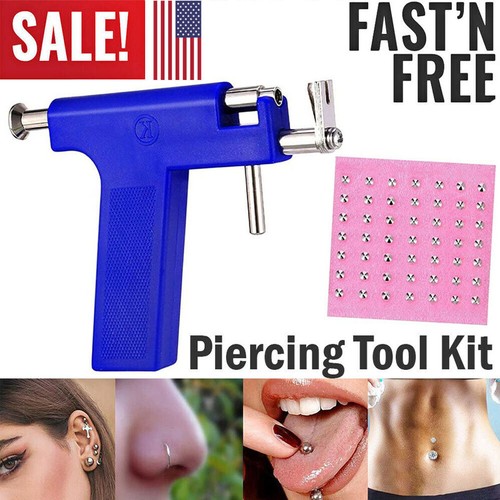 Kit Pistolet à Piercing Pour Oreille, Nez, Nombril - 98 Pièces Incluses - Neuf Avec étiquettes