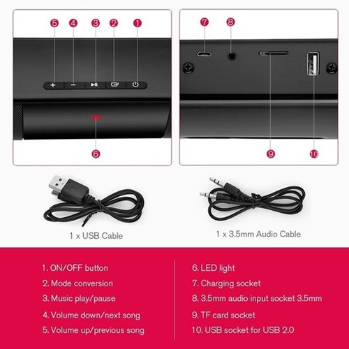 Surround Sound Bar 4 Speaker System Wireless BT Subwoofer TV Home Theater&Remote