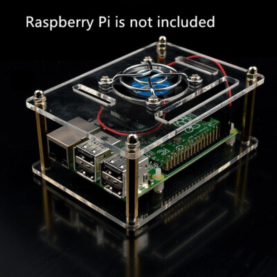 Arcylic Clear Case Shell Enclosure Fan Heatsink For Raspberry Pi 3/2 Model B/B+