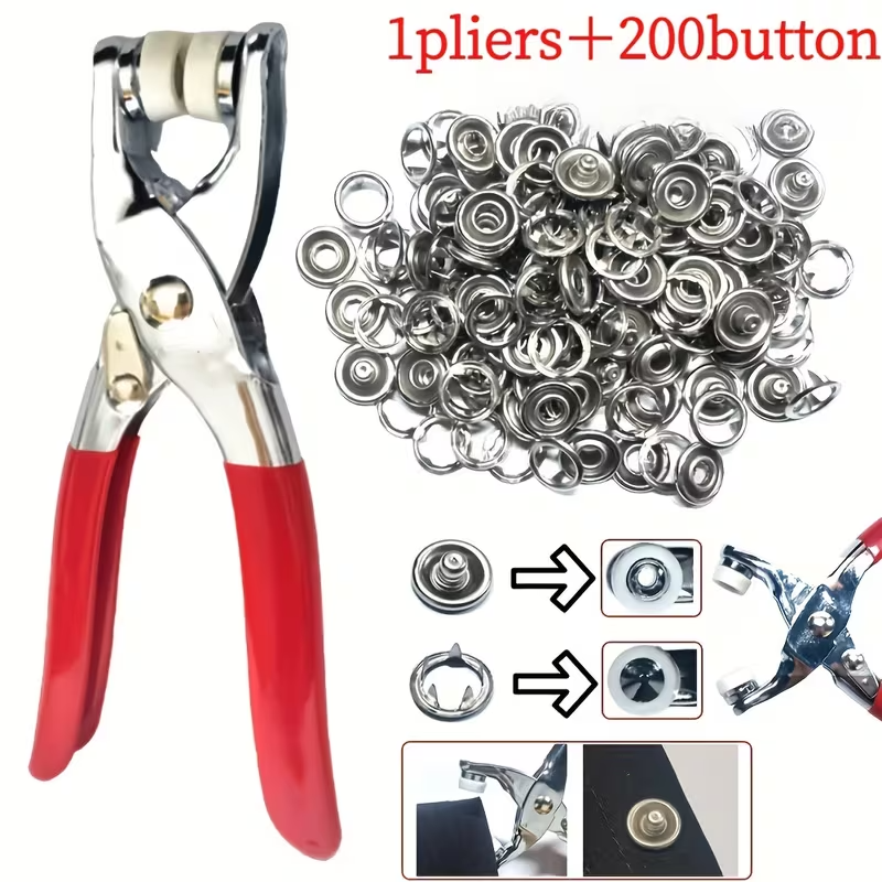 Boutons pression jersey 50 sets 9,5 mm argent presse oeillets 5 griffes + pince