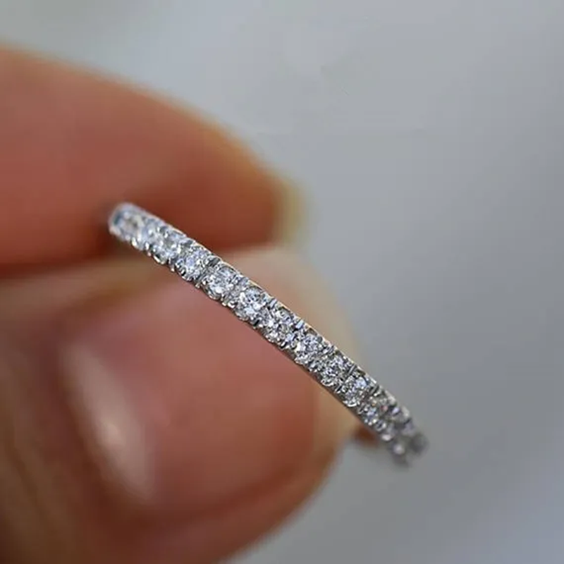 Womens Small Half Eternity Bridal Wedding Band, Stacking Ring, Stackable Band, Anniversary Ring, Silver Engagement Ring Band