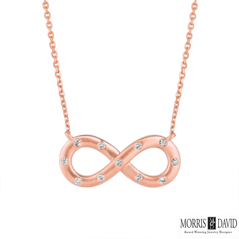 Pre-owned Morris 0.11 Carat Natural Diamond Infinity Necklace 14k White Gold Si 18 Inches