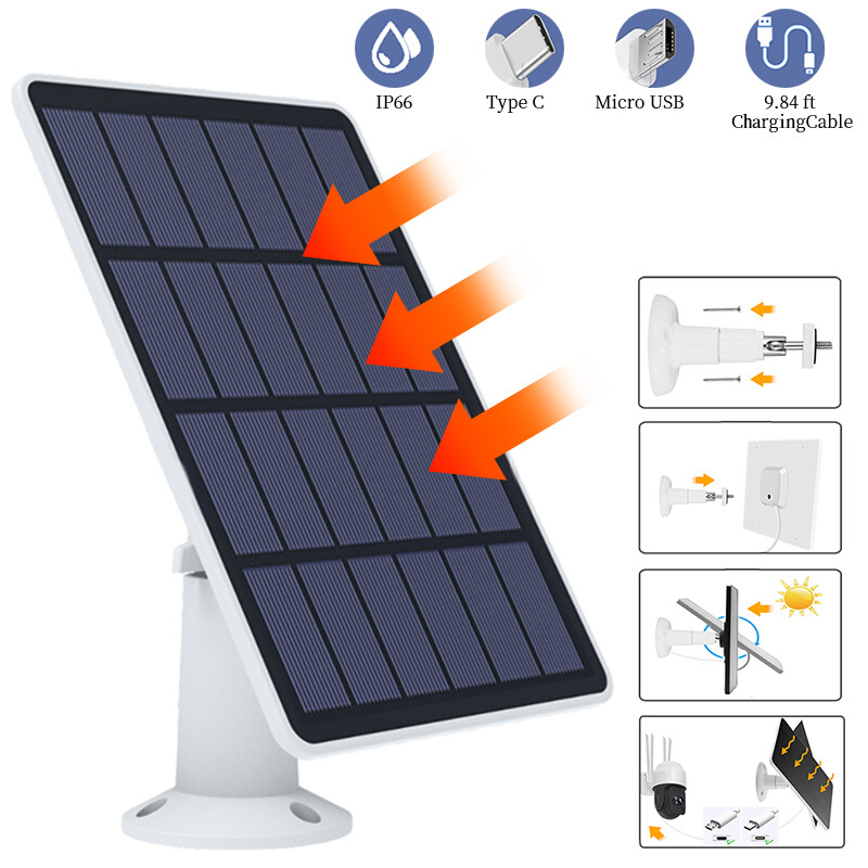 4W Solar Panel for Ring,Blink,Eufycam,Wyze,Reolink Rechargeable Battery Camera