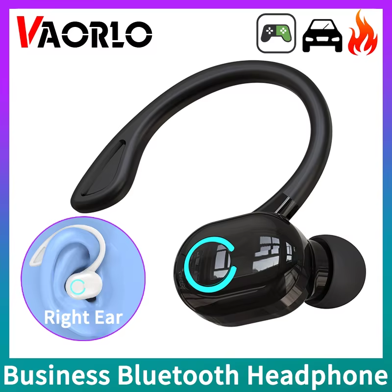 Wireless Bluetooth Earphones HIFI Bass With HD MIC Ear-Hook Earbuds Noise Cancel