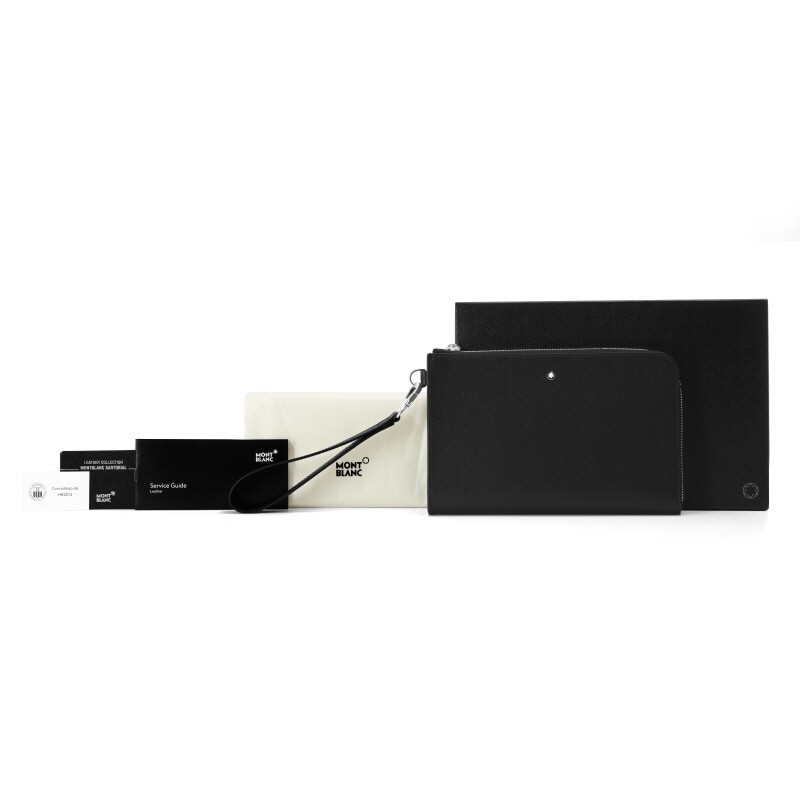 Pre-owned Montblanc Sartorial Leather Small Clutch Hand Pouch Bag Purse Wallet For Men In Black