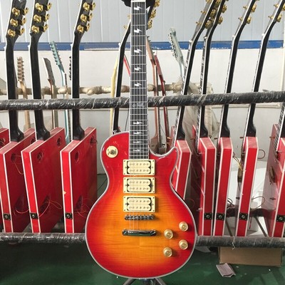 Custom Ace Frehley LP Electric Guitar Cherry Sunburst Solid Body Open 3H Pickups
