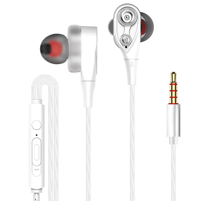 Double Moving Coil Headphones 3.5mm AUX With Mic Dynamic Headset In-Ear Music Ga
