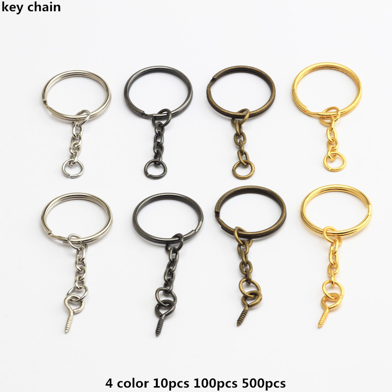 Lot Split Key Ring With Chain Screw Keychain Parts Open Jump