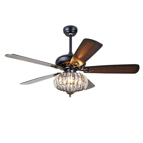 52 5 Reversible Blades Crystal Ceiling Fan Light Remote Control Chandelier Ebay