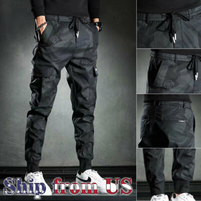 ON SALE!! Men Casual Jogger Pants Sweatpants Cargo Combat Loose Urban Trousers