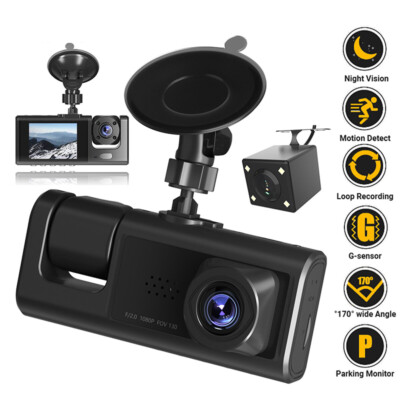 Front And Rear Camera HD Dash Cam 3'' Dual Lens Car DVR Video Driving Recorder