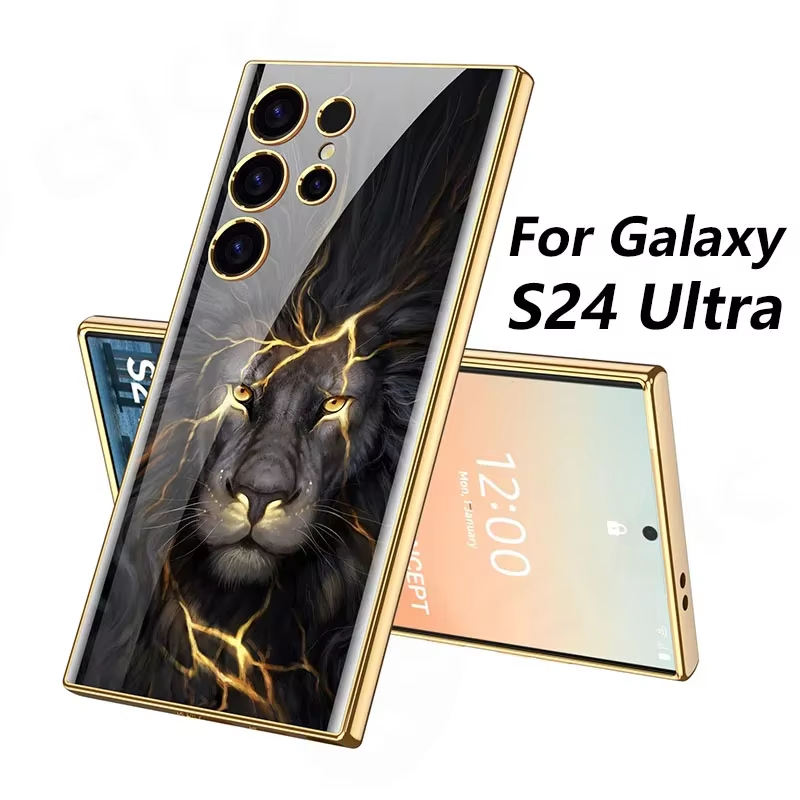 Painted Tempered Glass Case For Samsung Galaxy S24 Ultra Camera Protective Plati