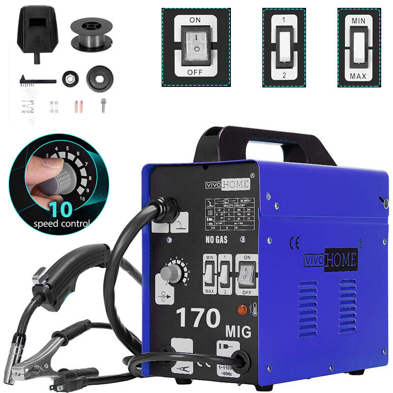 170 Flux Core Wire Automatic Feed Welding Machine No Gas Ac 