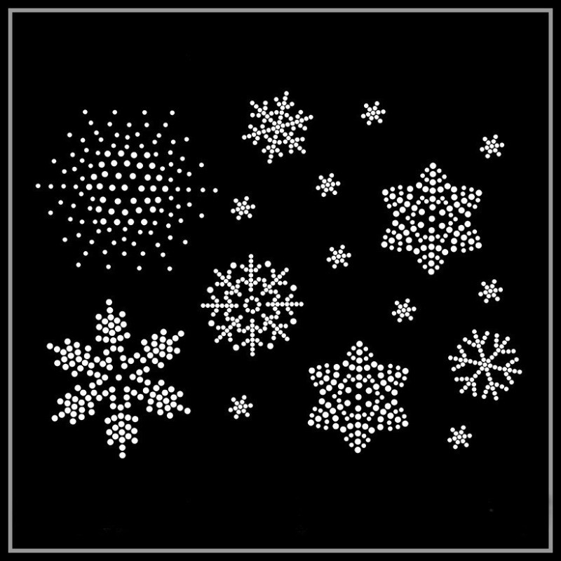 6 Sheets Hot Fix Crystal Snowflake Iron on Rhinestone Transfers Applique Decal