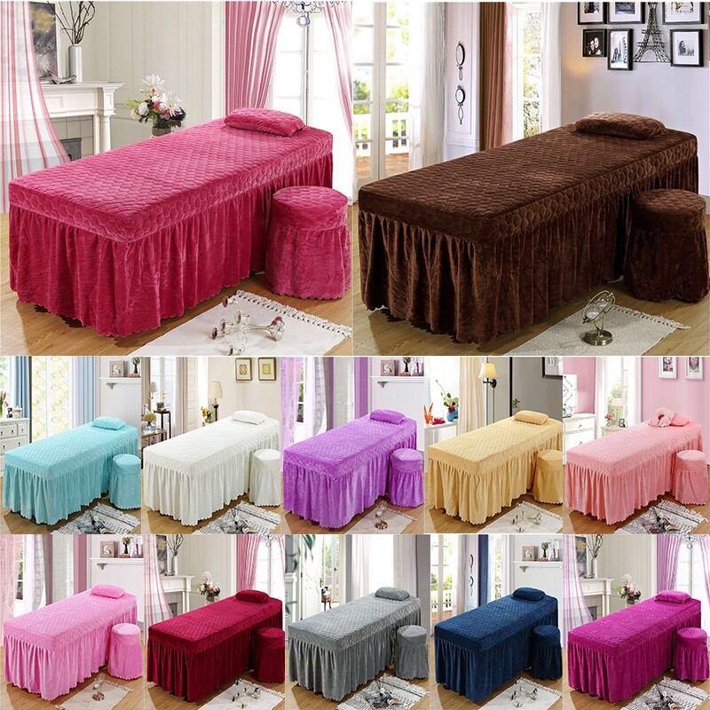 massage-table-velvet-bed-cover-skirt-spa-bedspread-valance-sheet-with-hole