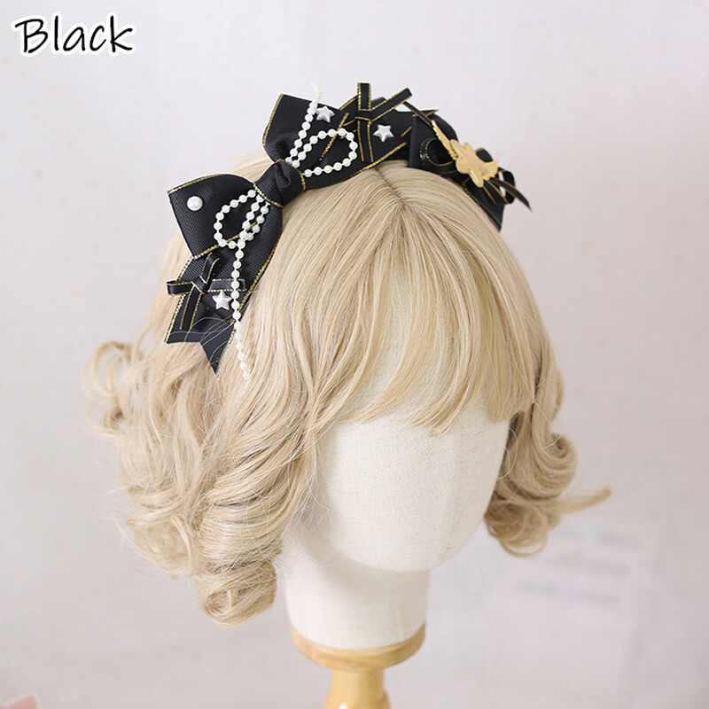 Mädchen Perlen Stirnband Schleife Kopfschmuck Retro Haarband Haar Zubehör Lolita