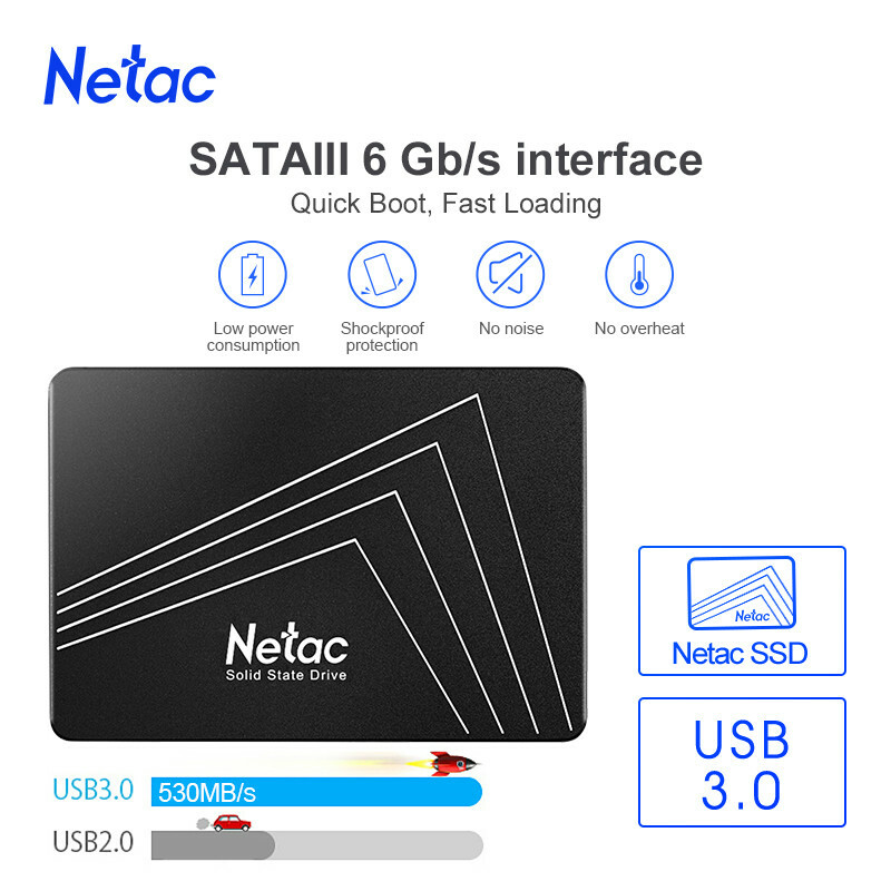 Netac 256GB SSD 2.5'' SATA III 6Gb/s Internal Solid State Drive 500MB/s PC/Latop