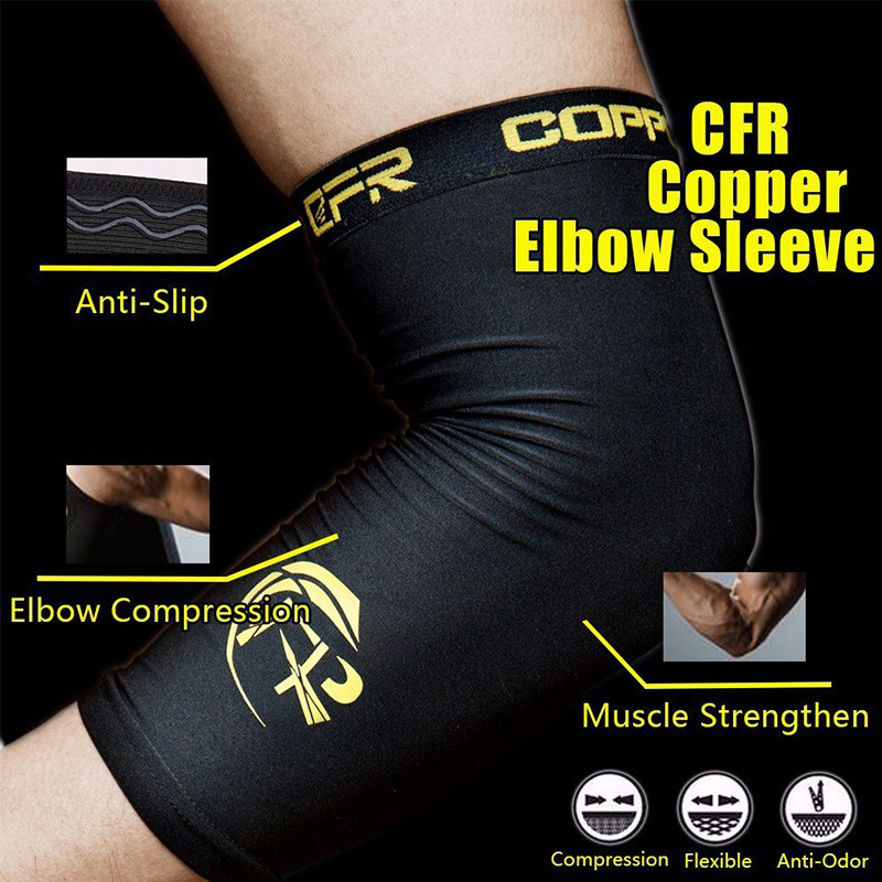 ️ Copper Elbow Support Compression Brace Fitness Weight Lifting Arthritis Sleeves 🔥 купить