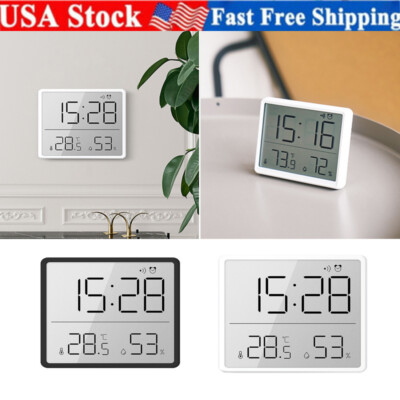 Wall Clock Lcd Digital For Time Temperature Humidity