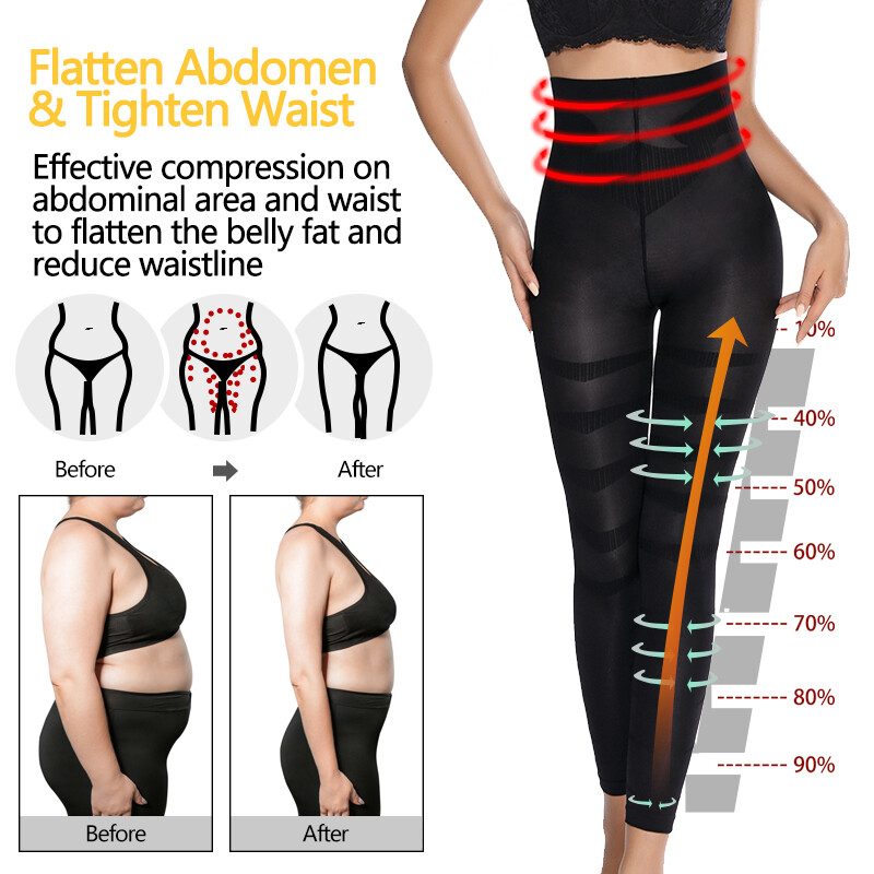 Anti Cellulite Compression Leggings Leg Shaper High Waist Black Pants Shapewear