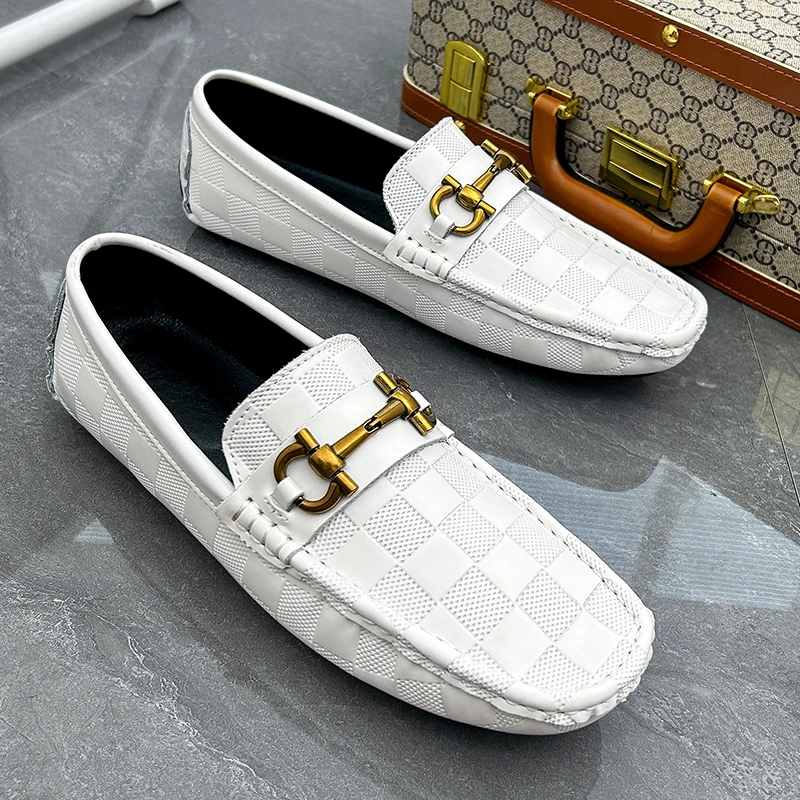 Mens Genuine Leather Casual Shoes Loafers for Man Luxury Flat Summer Boat Shoes