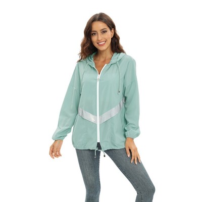 Waterproof Rain Jacket Zip Up Hooded Windbreaker Tops