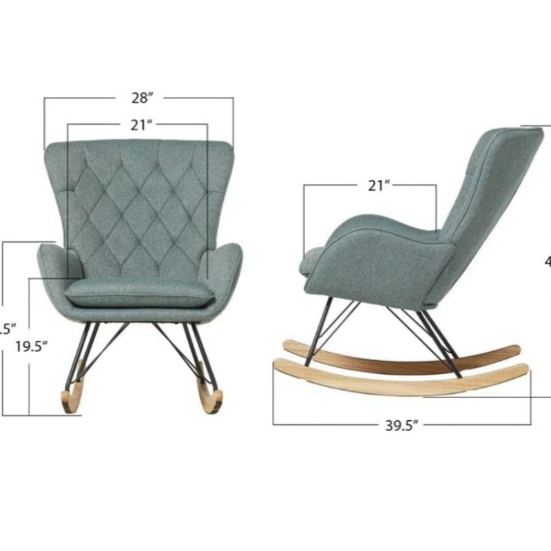 Rocking Chair Wingback Chair Padded Seat Lounge Tall Back Accent Chair Armchair