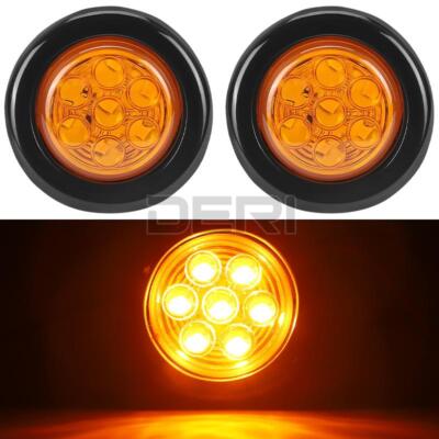 2''in Round Red Amber White LED Side Marker Lights Clearance Trailer Truck RV 12V