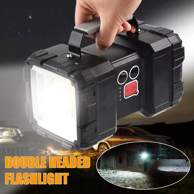 XHP100 Super Bright LED Touch Light Searchlight Double Head Flashlight USB Recha