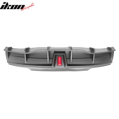 Fits 20-23 Tesla Model Y IKON Style Matte Black Rear Bumper Lip Diffuser W/ LED