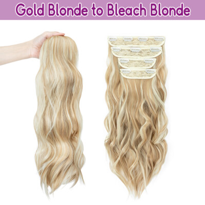 4Pcs/Set Thick Clip In Long Hair Extensions Full Head Curly Hightlight as Human