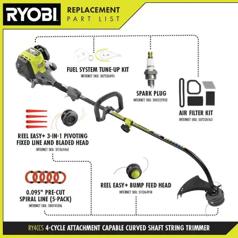 4-Cycle 30cc Attachment Capable Curved Shaft Gas Trimmer