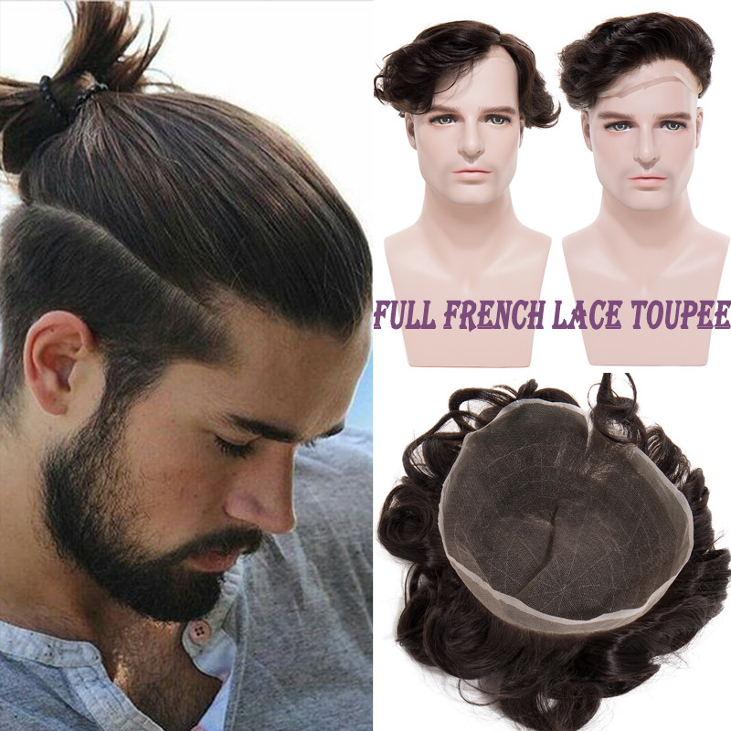 French Lace Mens Toupee Skin Indian 100 Remy Human Hair Natural
