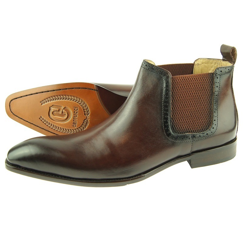 Carrucci Low-Top Chelsea, Men's Pull-on Leather Ankle Boots, Chestnut
