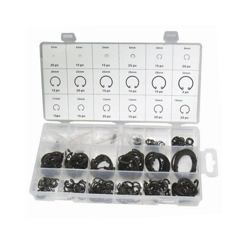 300pc 3-32mm 18 Metric Sizes Internal Circlip Snap Retaining Ring Assortment