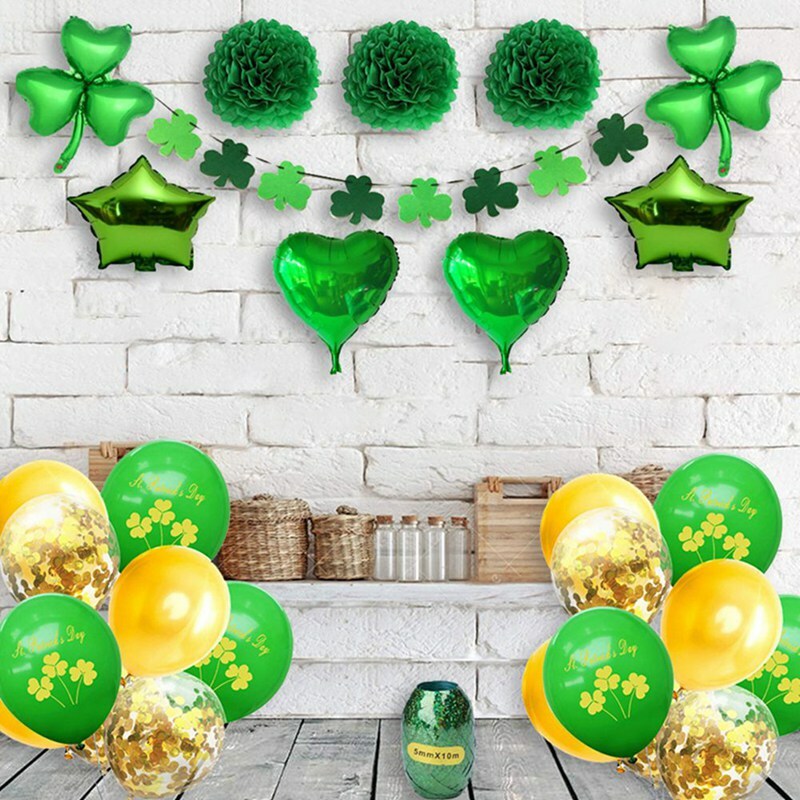 St Patrick S Day Party Decorations Kit Aluminum Foil Clover Heart