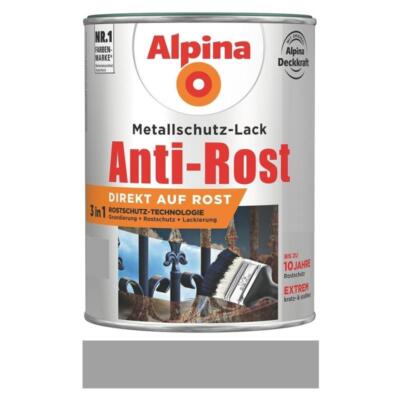 Alpina Metallschutz-Lack Anti-Rost Glänzend 750 ml RAL 9006 Silber
