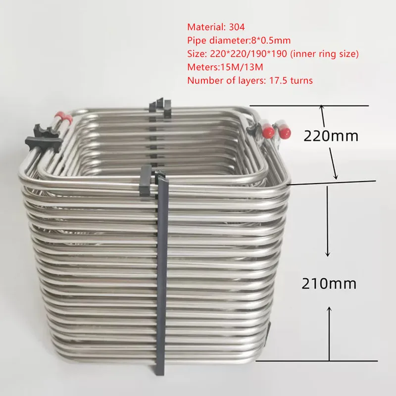 Stainless Steel Food Grade 304 8mm Tube 2-Way Cooling Wine Tube for Beer Insulat