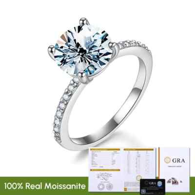 Classic 5CT Moissanite Stones Big Engagement Rings for Women 925 Silver Jewelry