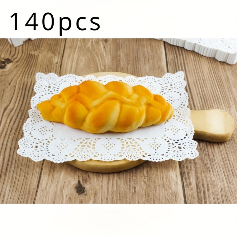 140PCS Rectangular Fried Food Pad Doilies Paper Lace Placemats Disposable