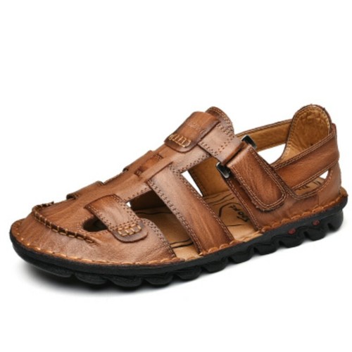 Mens Closed Toe Breathable Buckle Slipproof Soft Heel Leather Sport Sandals Chic | eBay