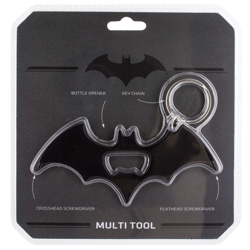 DC Comics Batman Bat Logo Key Ring Bottle Opener Screwdrivers Multi-Tool NEW