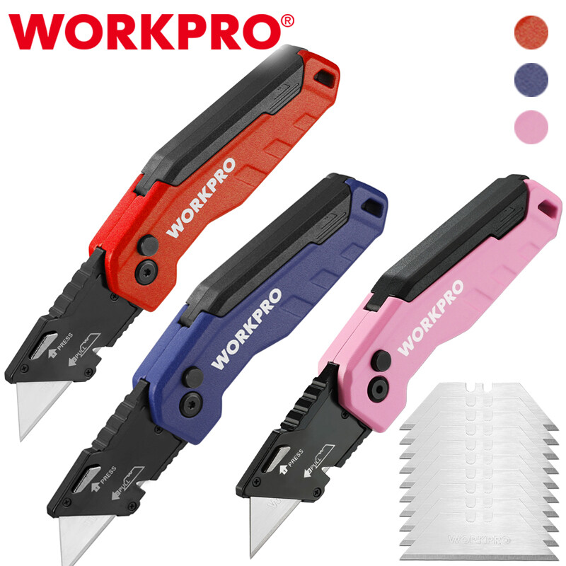 Quick Change Box Cutter W/13pc Blade Red/blue/pink