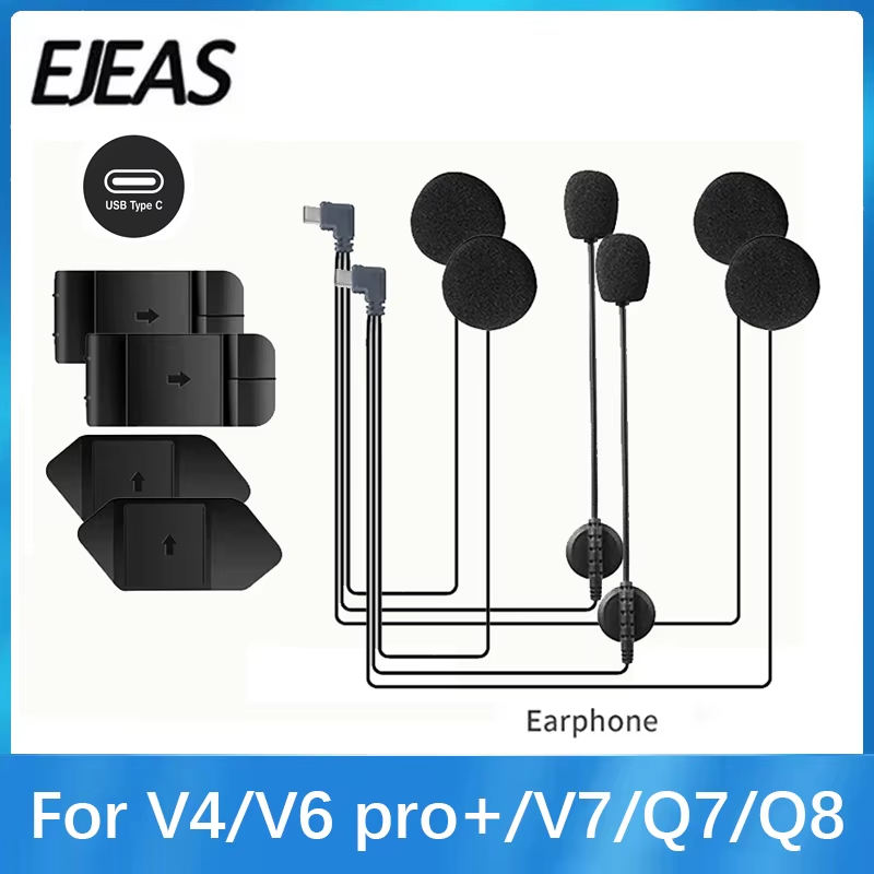 Original earphone For V4PLUS /V6 PRO+ Type-C Plug Motorcycle Helmet Headset wit