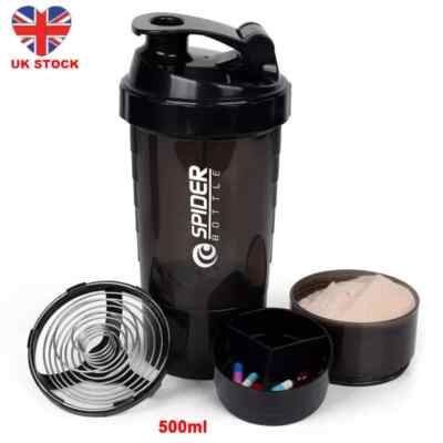 3 Layers Shaker Protein Bottle Powder Shake Cup Water Bottle Plastic Mixing Cup