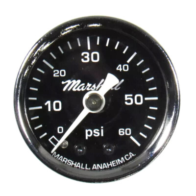 Marshall Gauge 0-60 Psi Fuel / Oil Pressure Gauge Black 1.5'' Diameter (1/8'' NPT)
